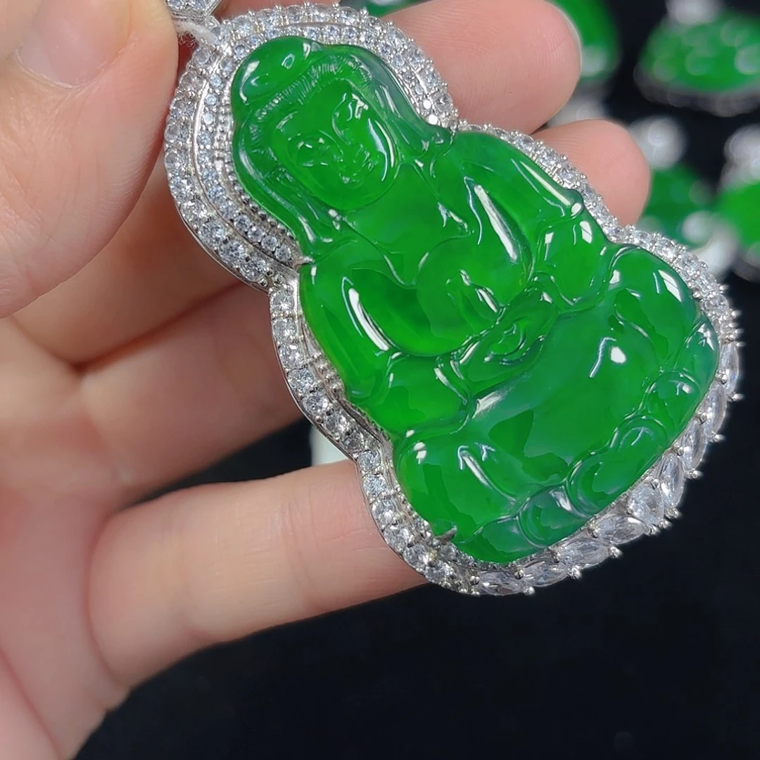 翡翠银S925镶嵌吊坠(不含链)