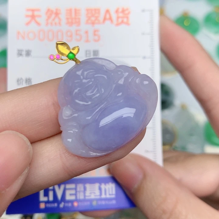 翡翠18K金镶嵌颈饰佛公