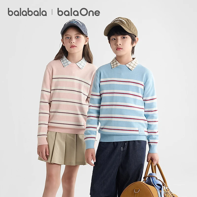 【balaOne】巴拉巴拉童装儿童毛衣男童2025秋冬毛衫女亲子针织衫