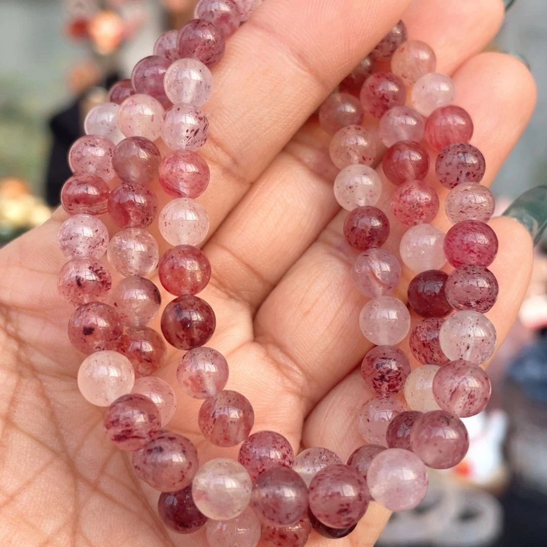 水晶手串未镶嵌6.5mm草莓晶多圈手串多样性发其一