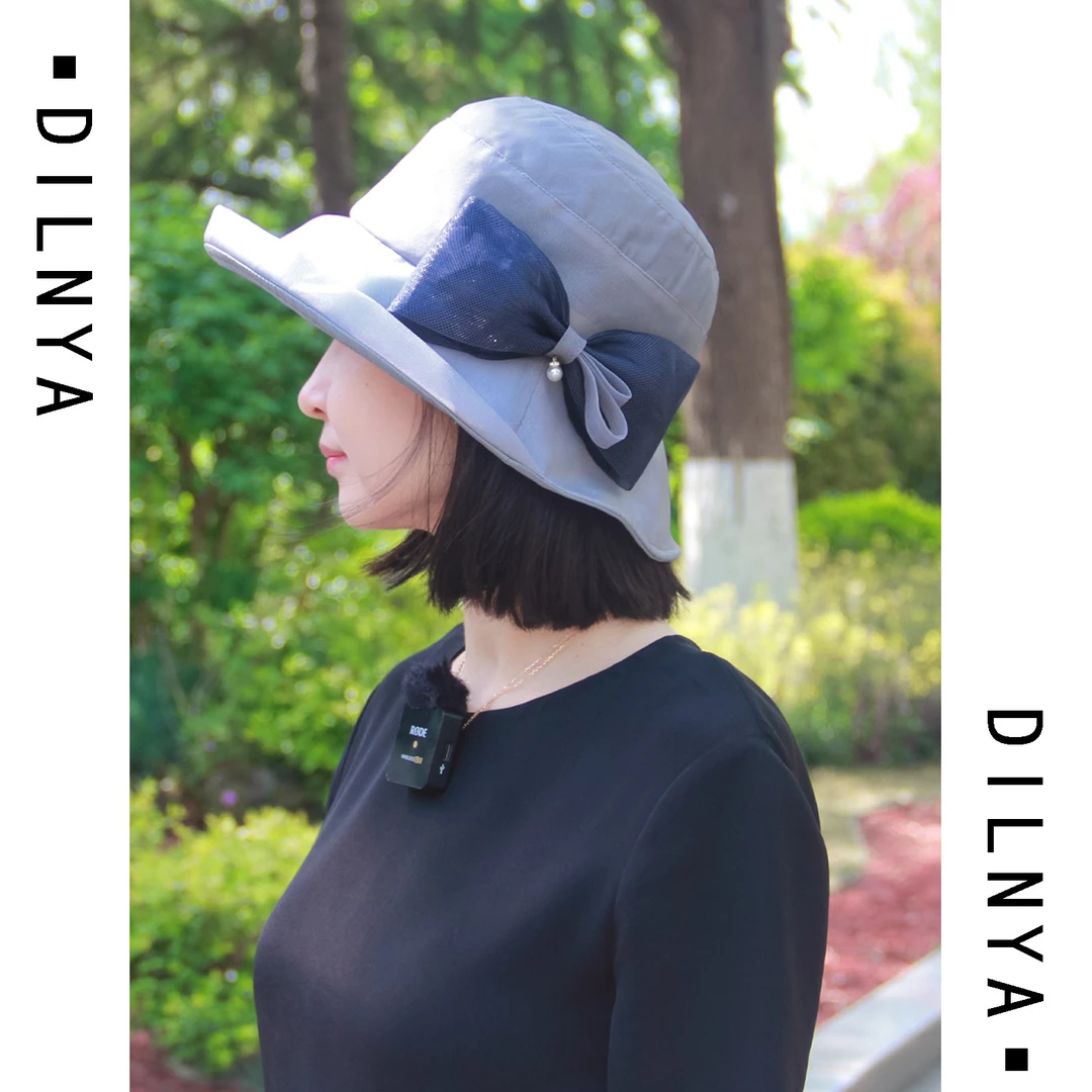 DILANYA/迪兰娅100%桑蚕丝户外遮阳帽子轻薄透气太阳帽时尚渔夫帽