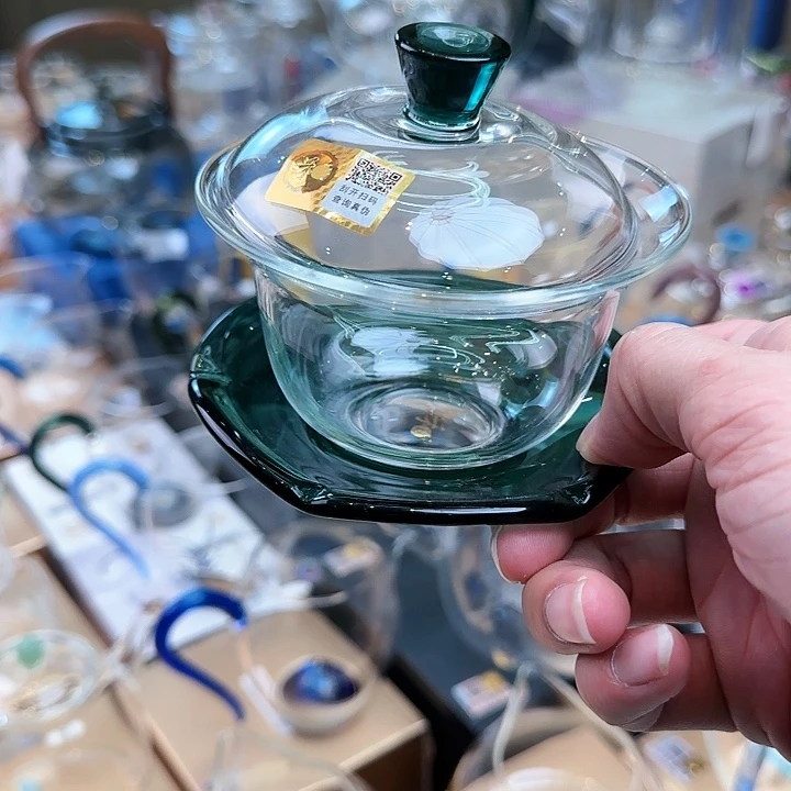 禾器墨绿色禅语盖碗