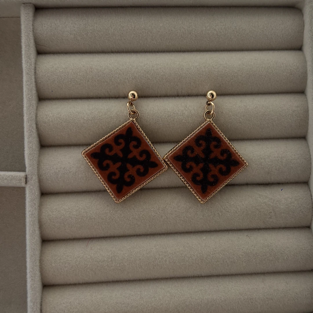 铜合金布艺耳饰 民族风复古耳钉