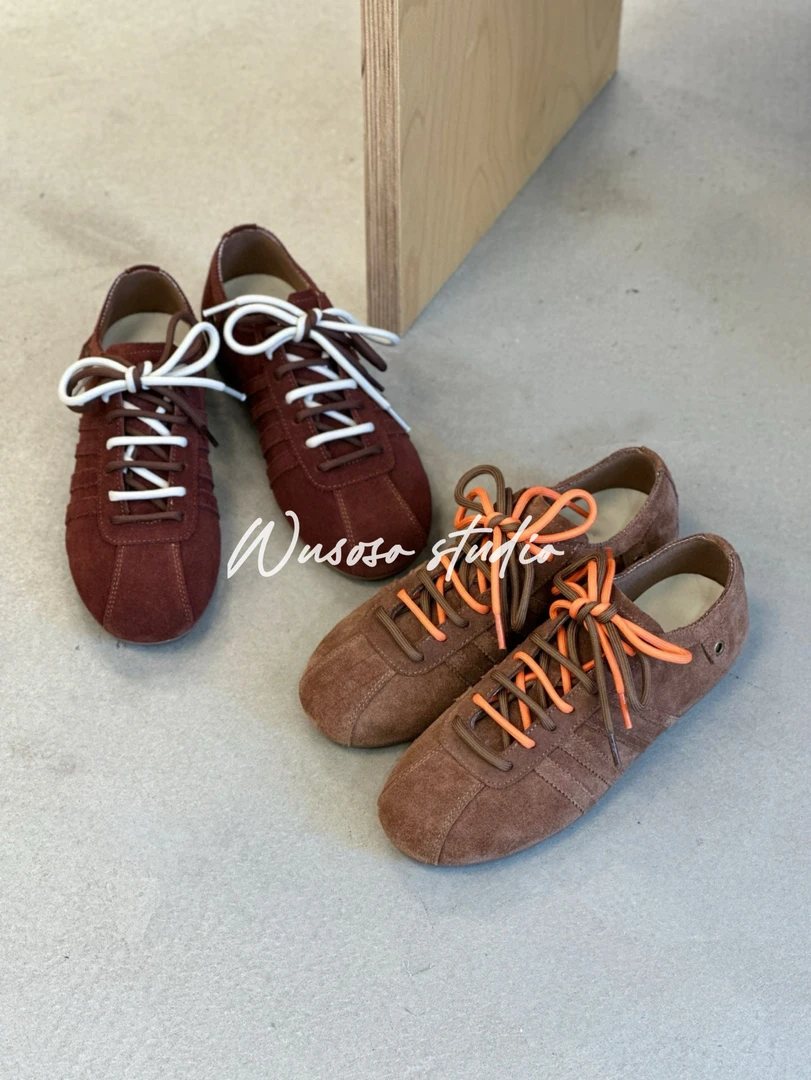 【soso】25ss｜缪风秀款德训鞋bb2766-1时尚百搭真皮平底低帮做旧