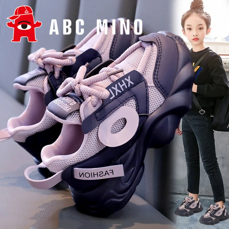 ABC MINO女童鞋2025秋季新款轻便儿童老爹鞋女孩网面运动鞋中大童