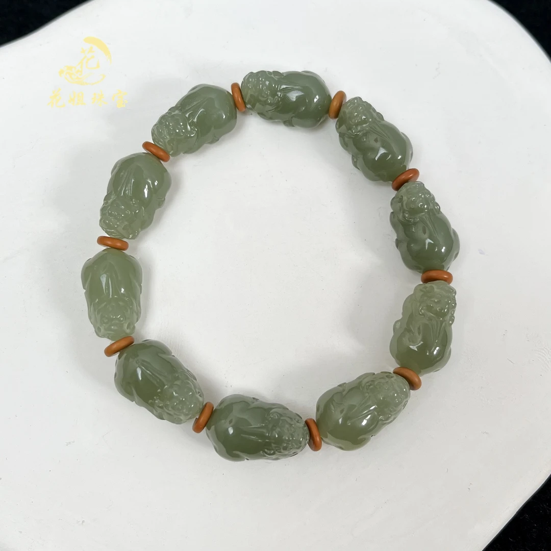 A07天然和田玉貔貅手串 11*19*9mm 时尚精美 气质百搭男女同款