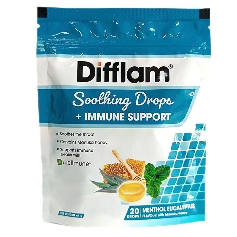 【2025年5月到期】印度进口Difflam麦卢卡蜂蜜糖薄荷桉树味44g2包