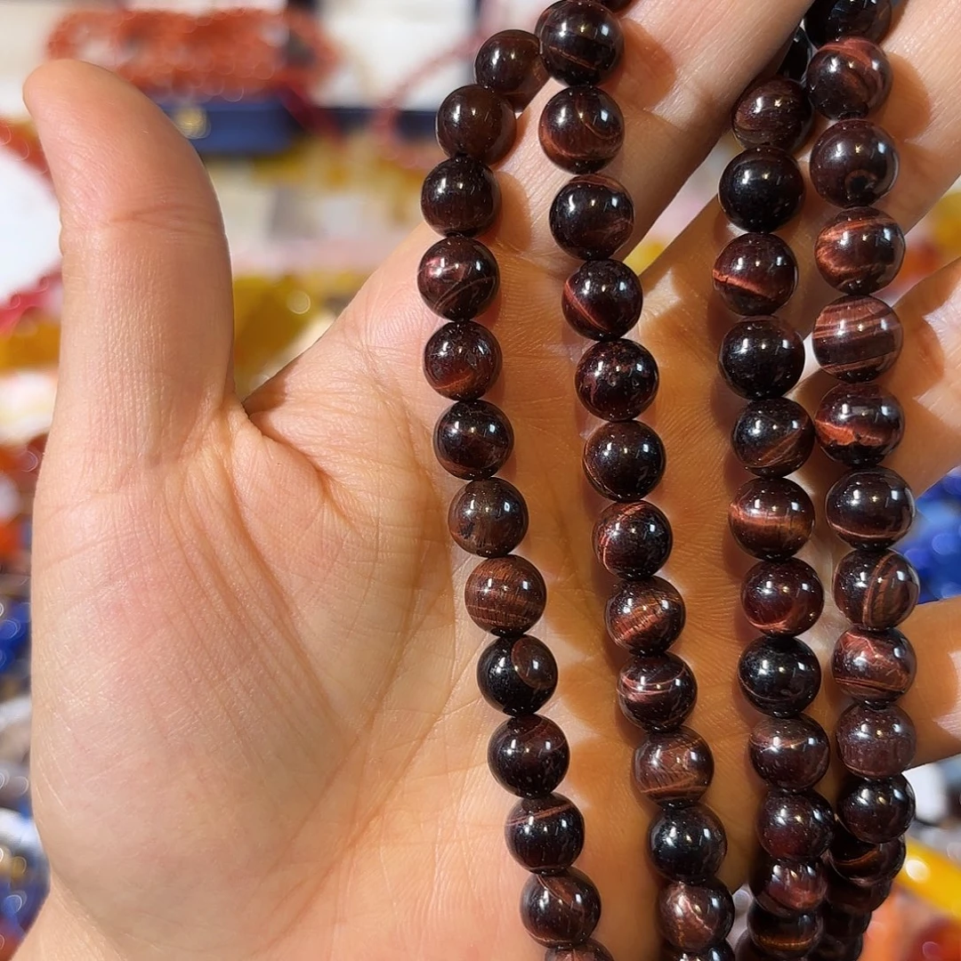 玛瑙/玉髓合金珠宝半成品红虎眼卡8一条