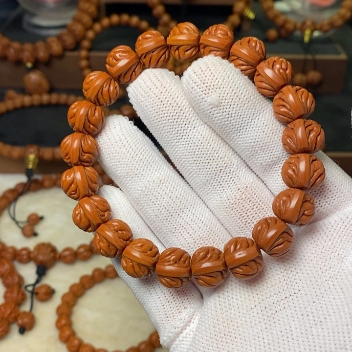 L****桃核手串秦岭龙纹桃核