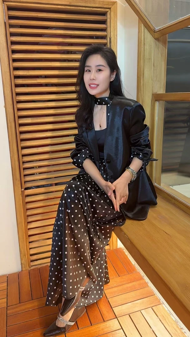 Miss huo 醋酸外套半身裙套装 A黑色 2512