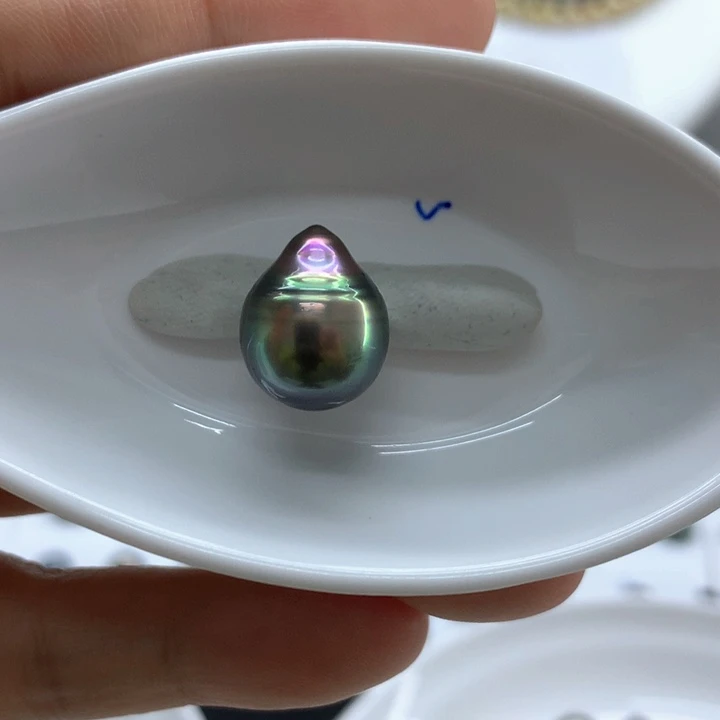 海水珍珠裸珠孔雀绿炫彩