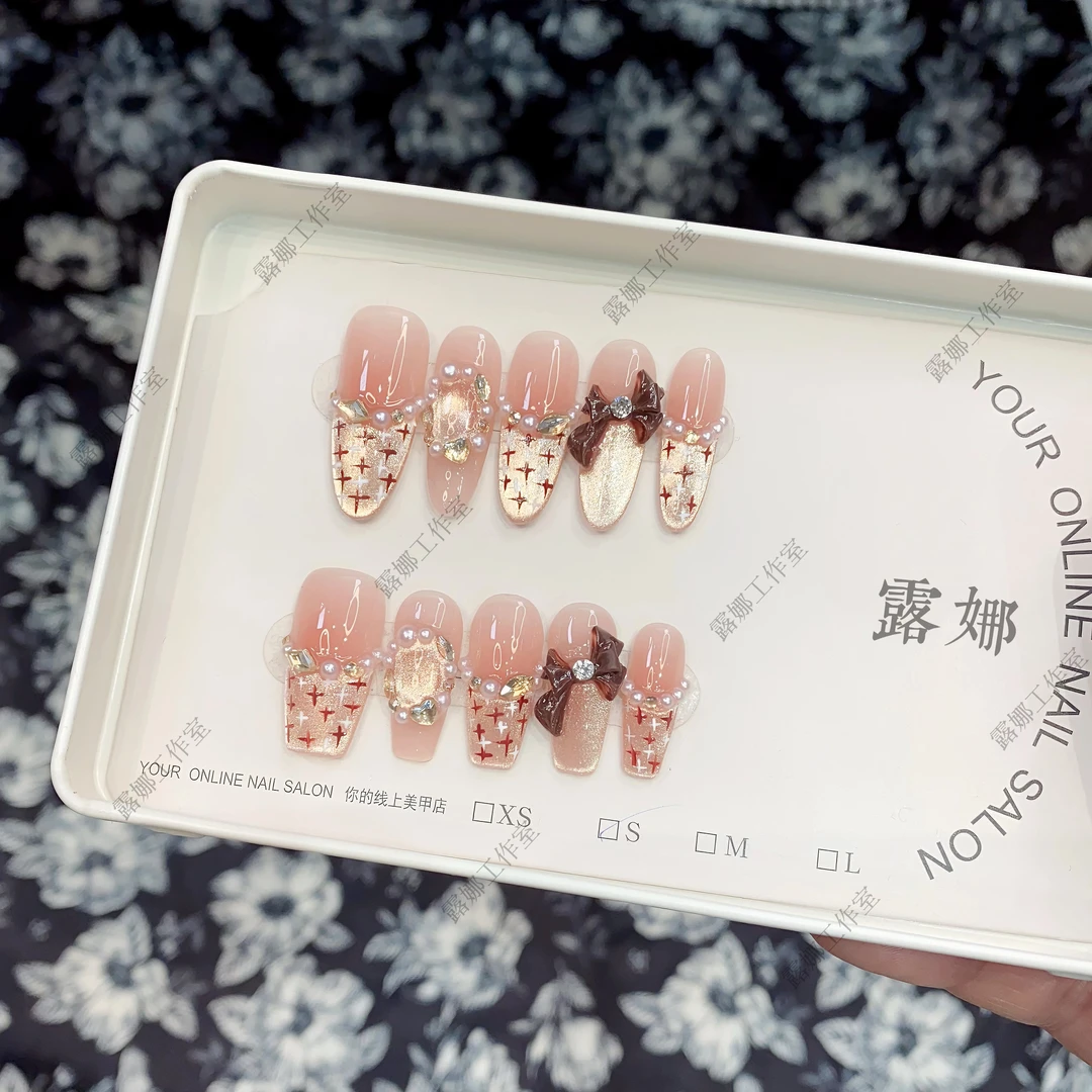 【名媛香风】纯手工美甲显白穿戴甲百搭款10片装