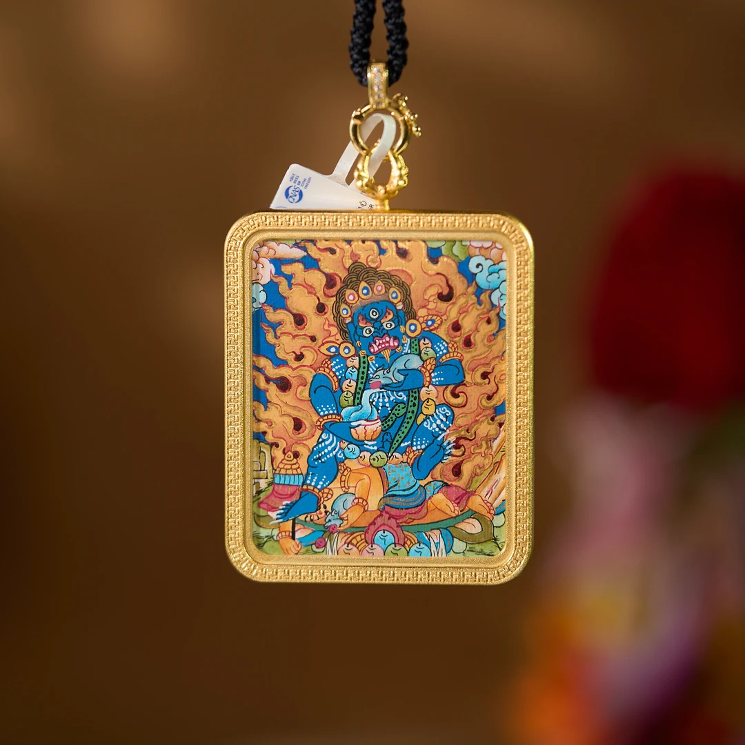 非金属布艺吊坠 一芳真品热贡西藏黑财财cc手工唐卡A2LAZ