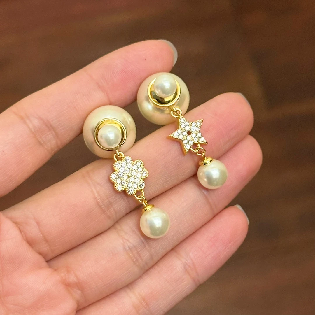 铜合金合成锆石耳饰 E0302时尚轻奢小众法式精致素款优雅镶嵌