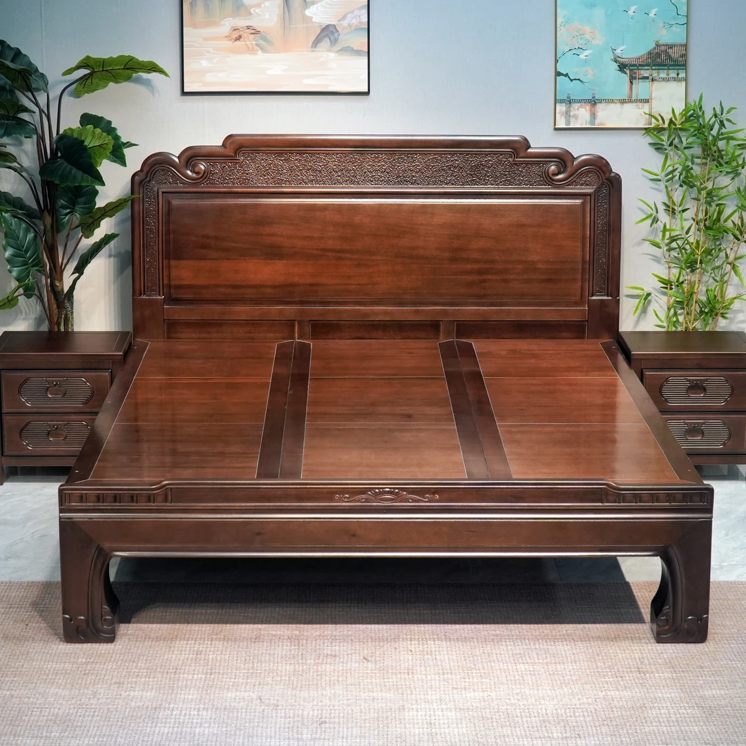 9951烫蜡工艺木蜡油卧室主卧1.5m1.8m全实木床简约中式古典婚床