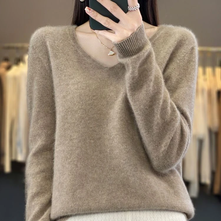 秋冬新款羊毛衫女一线成衣羊绒衫v字领毛衣套头针织衫羊毛打底衫