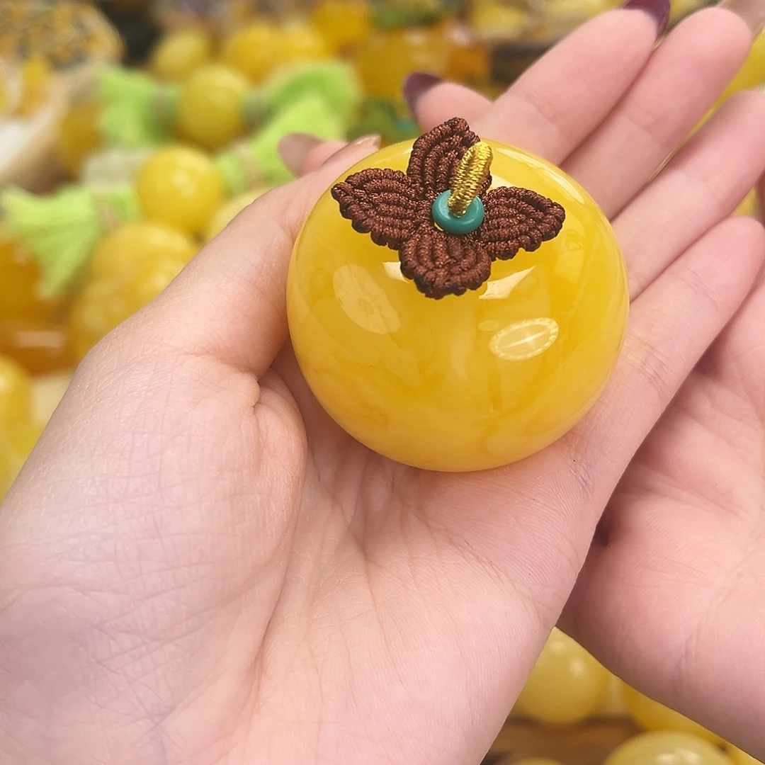 裸石琥珀未镶嵌42g柿子焦皮