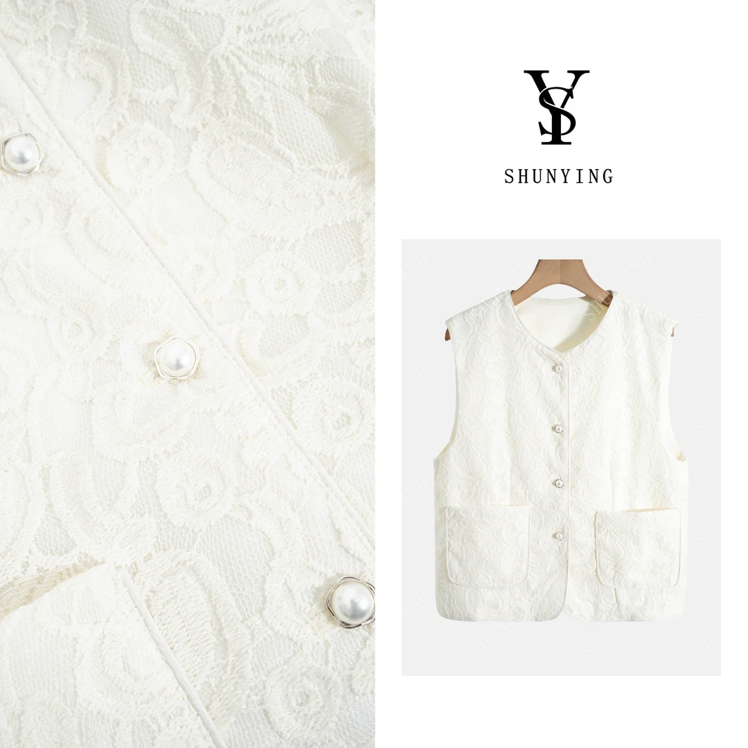 【仟娜】温柔气质款~温柔蕾丝提花刺绣圆领小香风马夹SY71MJ1951