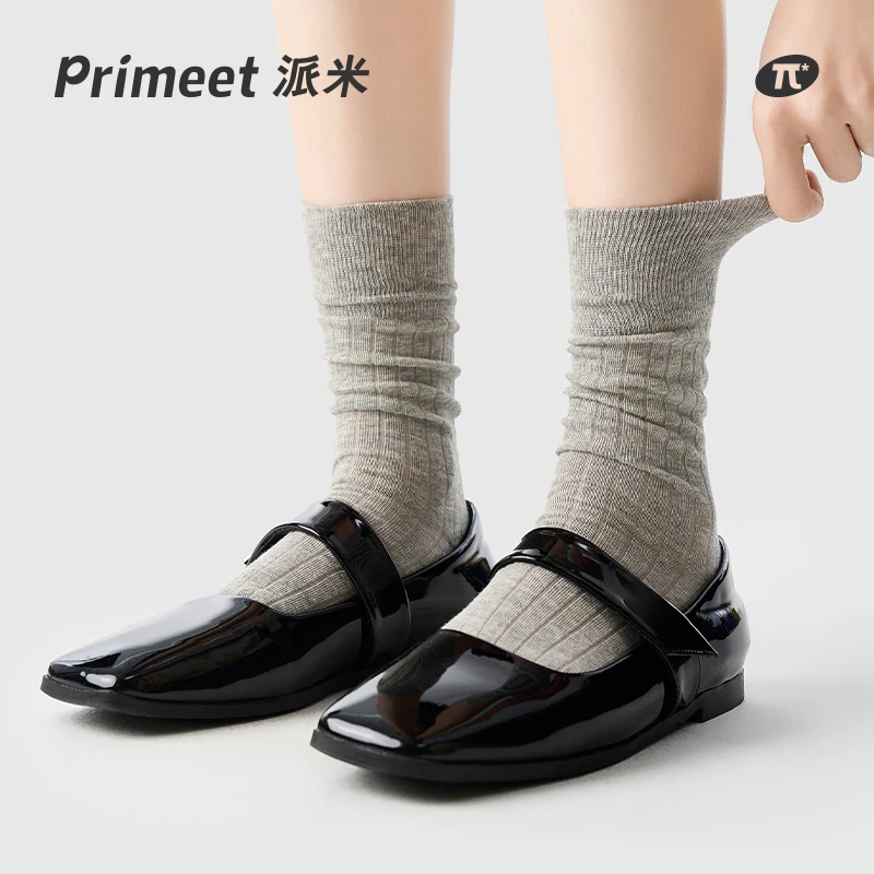 primeet派米袜女款堆堆袜搭配小皮鞋miu系中筒袜2025新款