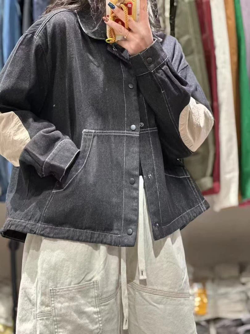 春款百搭牛仔衣休闲女外套拼接厚款