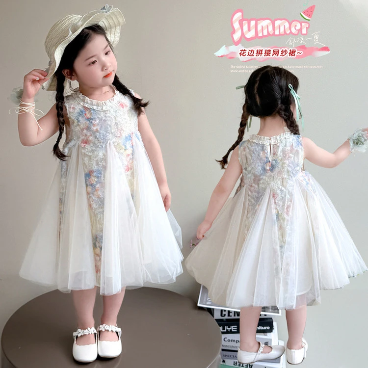 女童连衣裙夏季2025新款儿童洋气甜美女宝宝薄款时尚无袖裙子夏装
