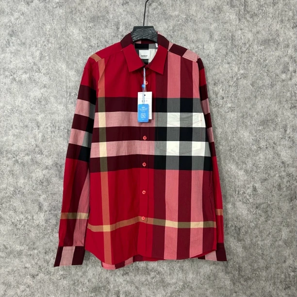95新 BURBERRY/博柏利 红色格纹长袖衬衫