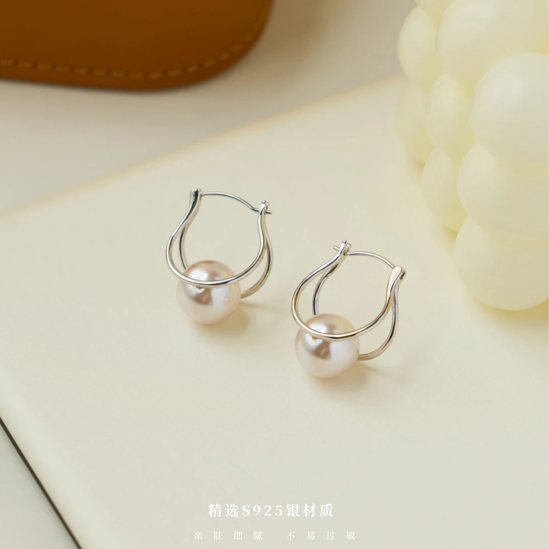 丽沁 925银耳饰 曼塔玫瑰紫珠双圆夹珠耳扣气质轻奢百搭复古简约