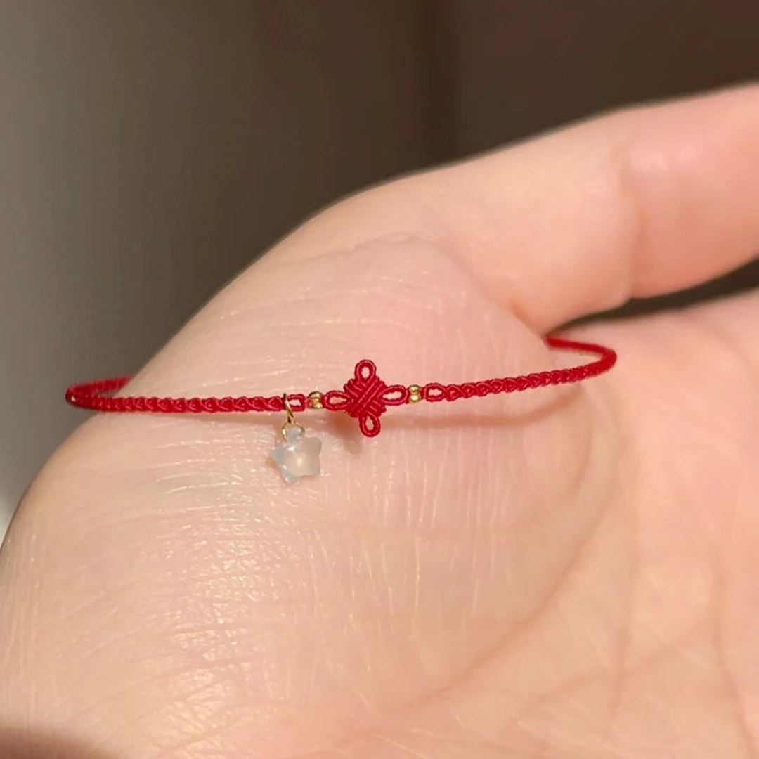 非金属布艺手链 新中式中国结星星手链时尚小众高级感本命年手饰