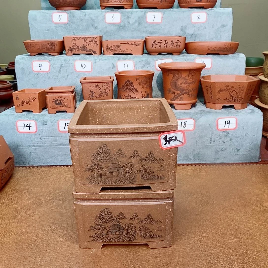 紫砂花盆我在看书