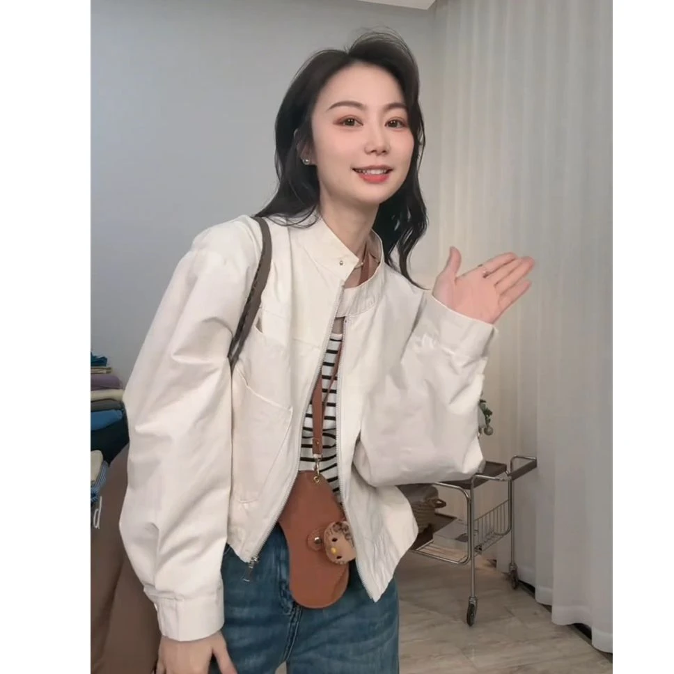 时尚宽松休闲外套女2025秋季新款时尚立领短款减龄显瘦夹克上衣潮