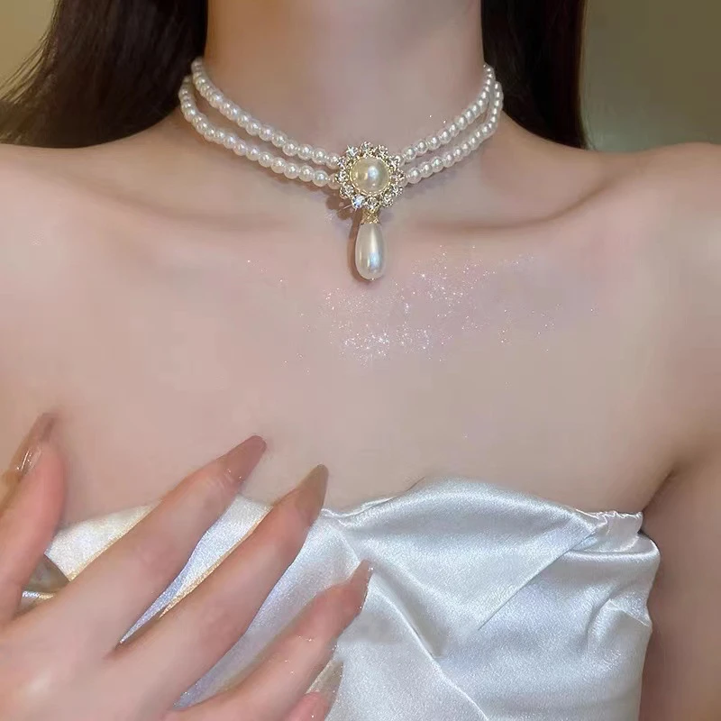 韩版高级感珍珠项链女气质轻奢锁骨链百搭简约网红风颈链饰品