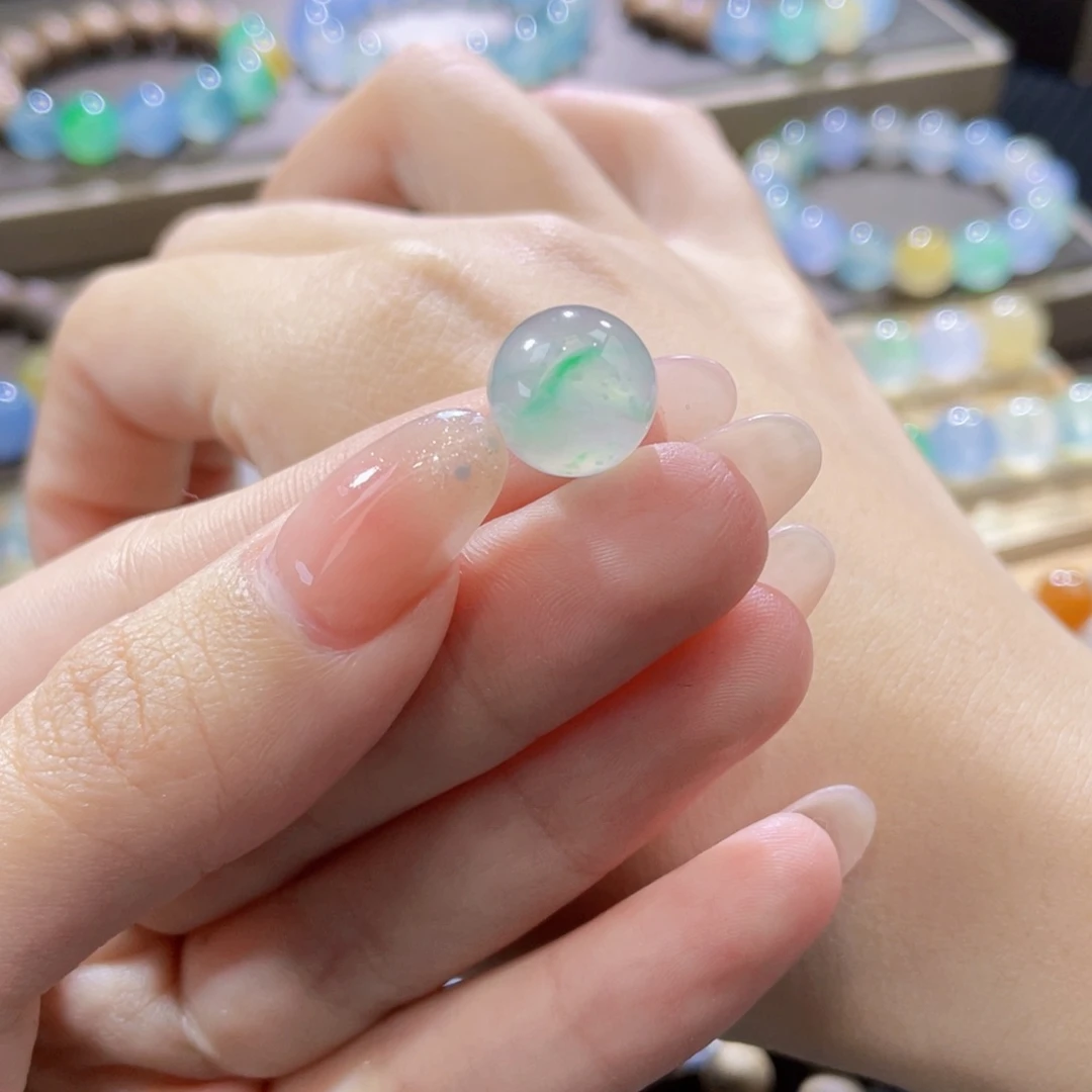 翡翠未镶嵌手链卡12.2木那飘金丝绿