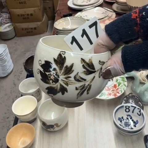 泥塑磁州窑手绘茶杯一只遐思品