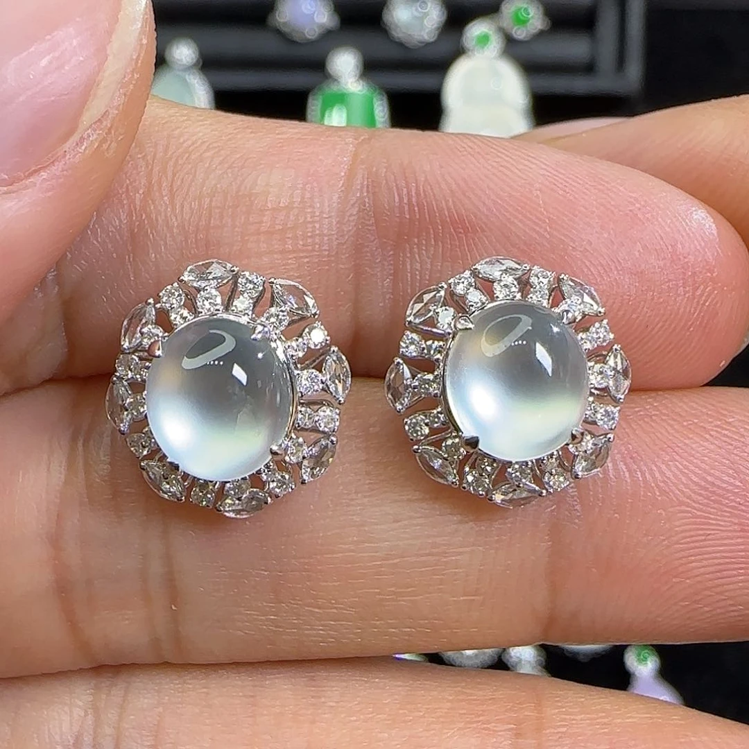 18K金镶嵌翡翠耳饰天然翡翠