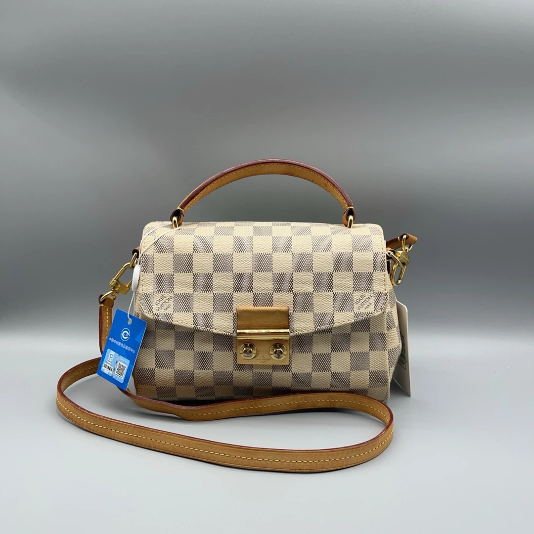95新 LouisVuitton/路易威登 白色棋盘格单肩包1623 2416