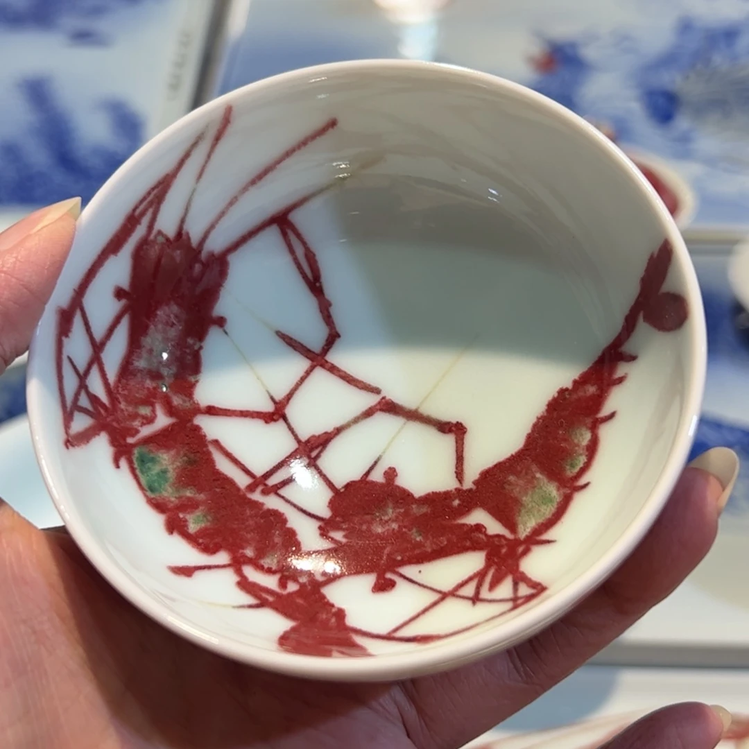 杯原矿青花釉里红瓷器