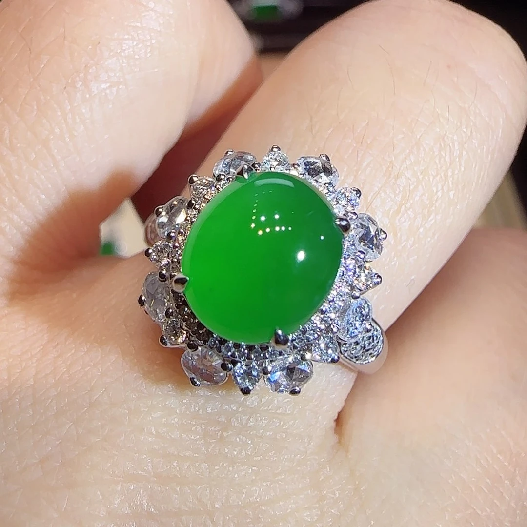 翡翠戒指18K金镶嵌旦