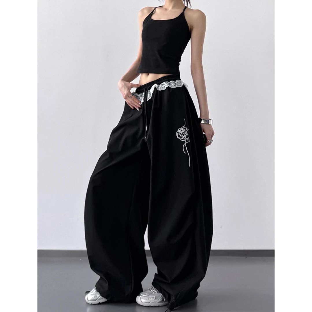 2025新款美式夏季辣妹爵士速干宽松运动裤子街舞运动休闲裤女