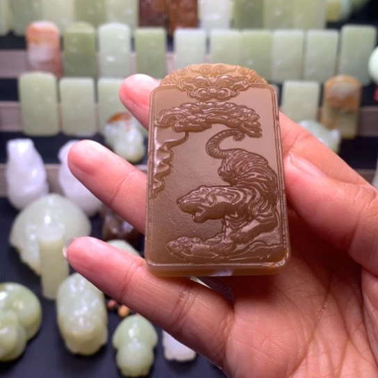 石材方解石手把件