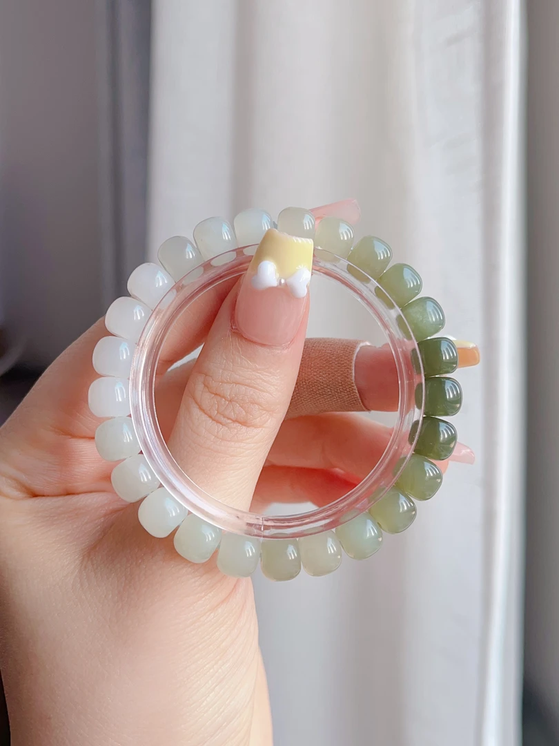 和田玉渐变晴水老型珠7*8mm细腻油润新中式国风简约时尚百搭