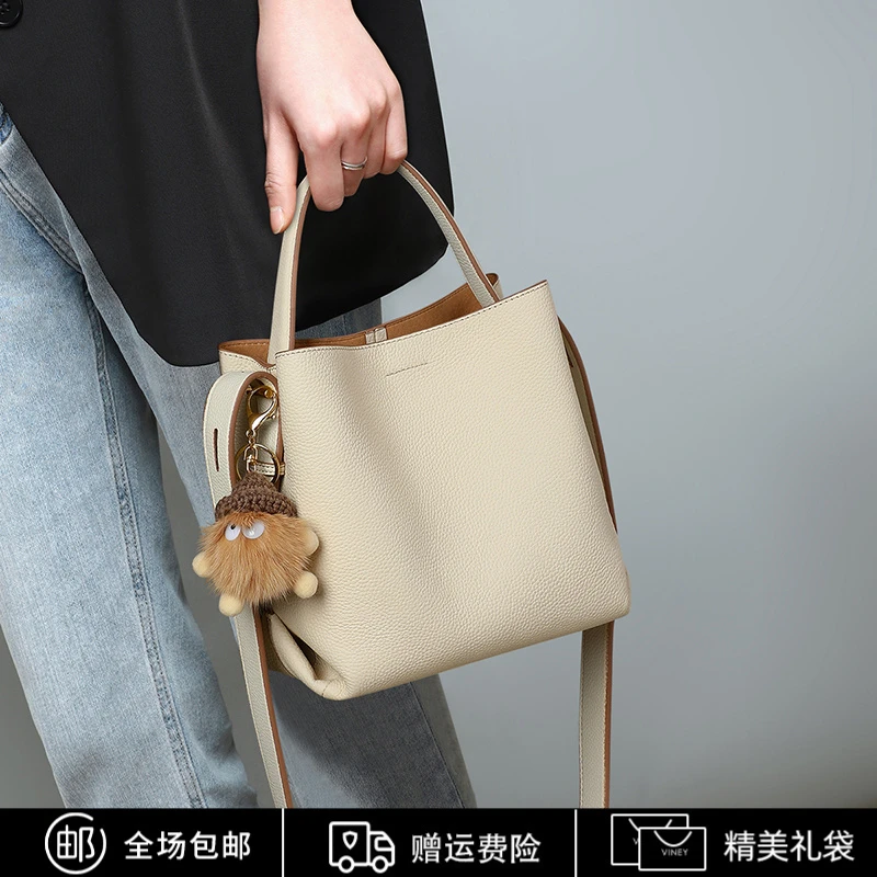 Calwan Keodh真皮包包女包水桶包2025手提包生日礼物送女友送老婆