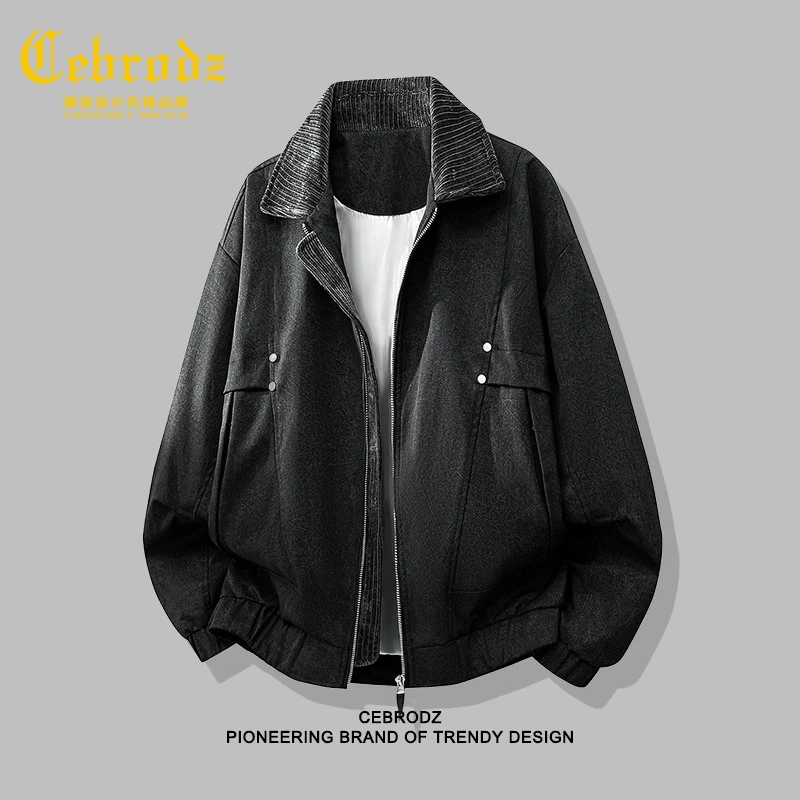 法国Cebrodz日系复古夹克男款秋季新款潮牌宽松痞帅休闲翻领外套