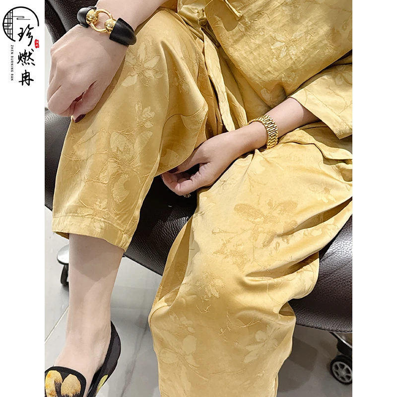 【珍珍甄选】【蝶恋花】新中式国风百搭薄款夏季减龄休闲裤K-30503