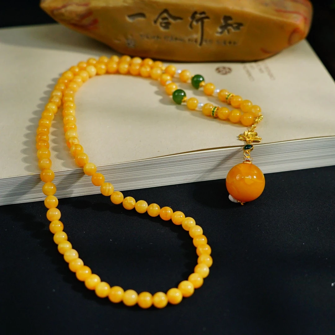 【交个朋友专属】泽云-【赤珀】S925红花蜜蜡圆珠项链