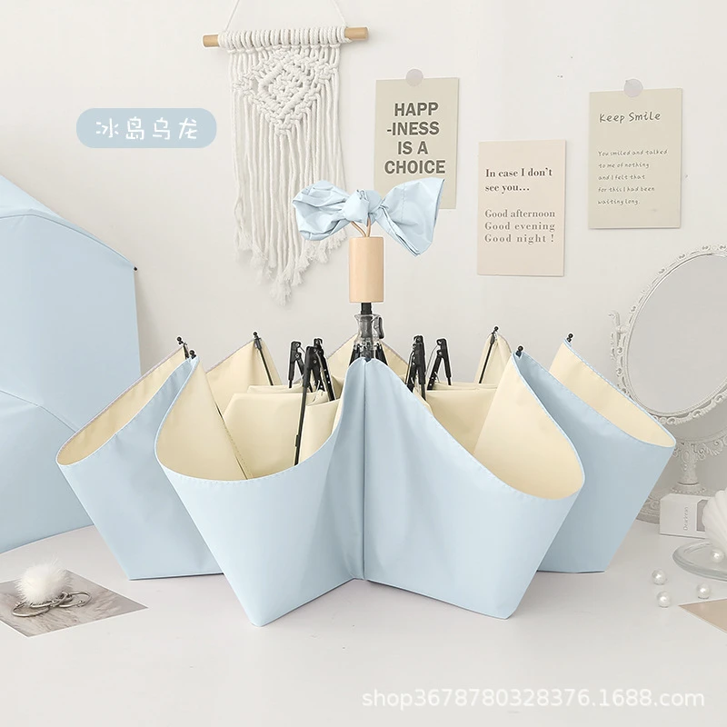 治愈系芝士雨伞女晴雨两用折叠ins风彩胶遮阳太阳伞防晒防紫外线