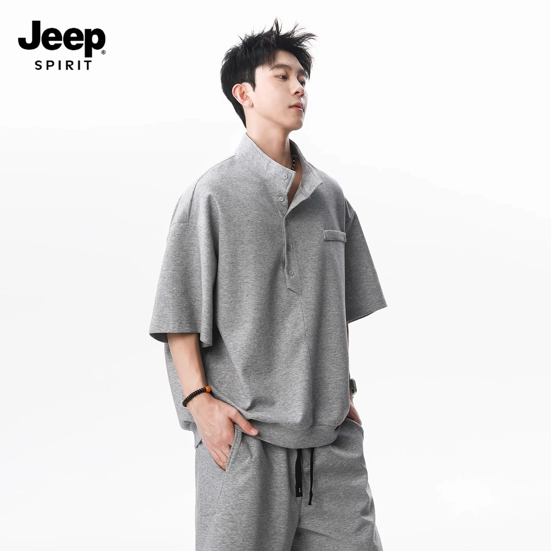 JEEPSPIRIT短袖短裤运动套装男装2025夏新款潮流休闲男生穿搭