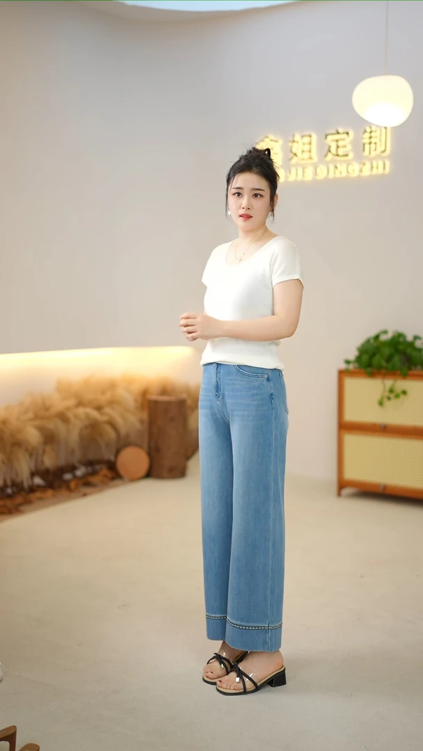 【冰凉夏季】威尼斯蓝 •定制面料 • 四面弹 •百搭时尚显瘦奶奶裤女