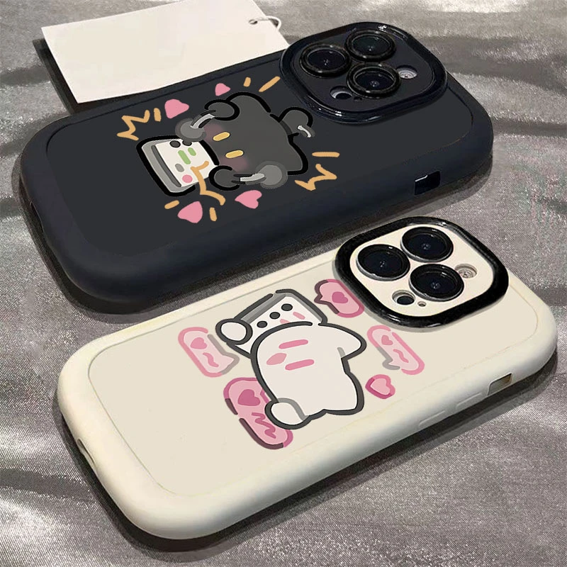 可爱情侣小猫适用iphone1716promax苹果1514手机壳泡芙13p12/11软
