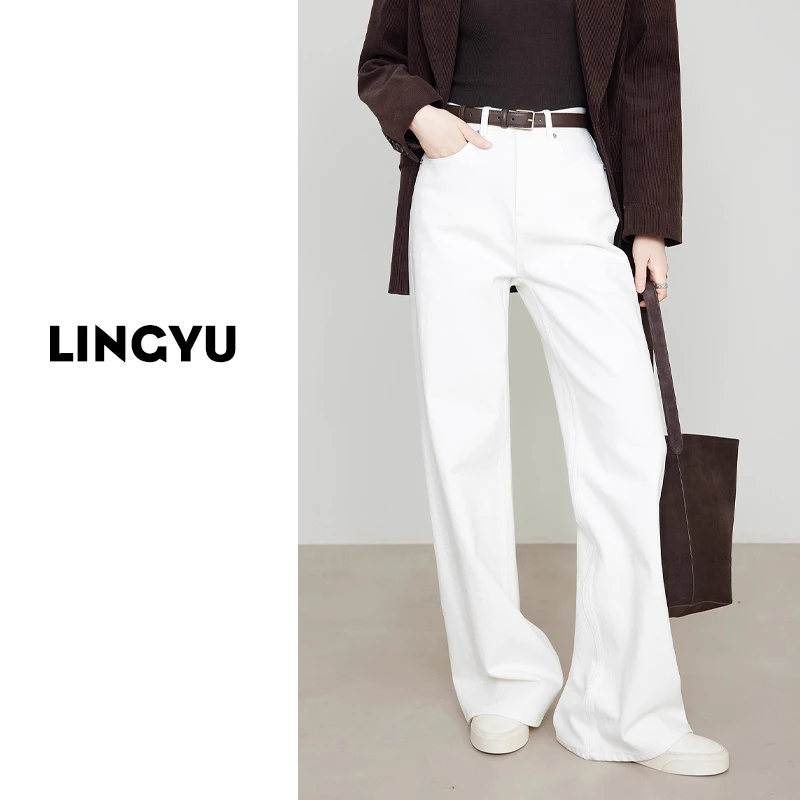 白胚布原色土耳其棉牛仔裤女阔腿高腰老钱知识分子风25年秋冬硬牛