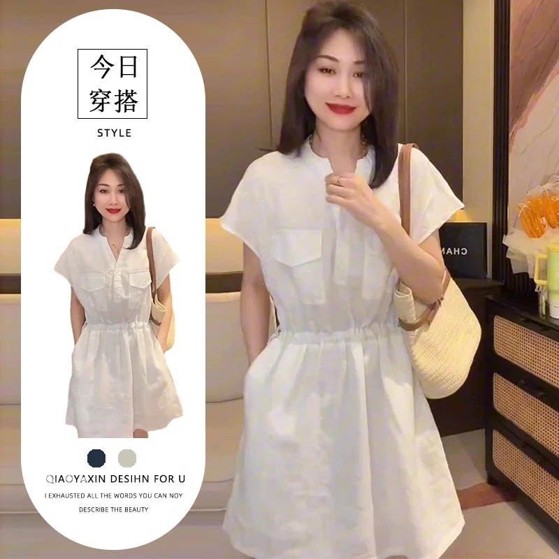 2025年夏季新款时尚洋气高端轻奢设计感气质宽松显瘦连衣裙女休闲